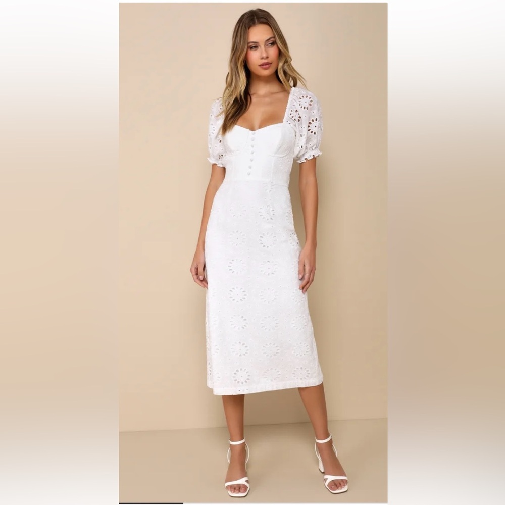 Elegant White Eyelet Dress